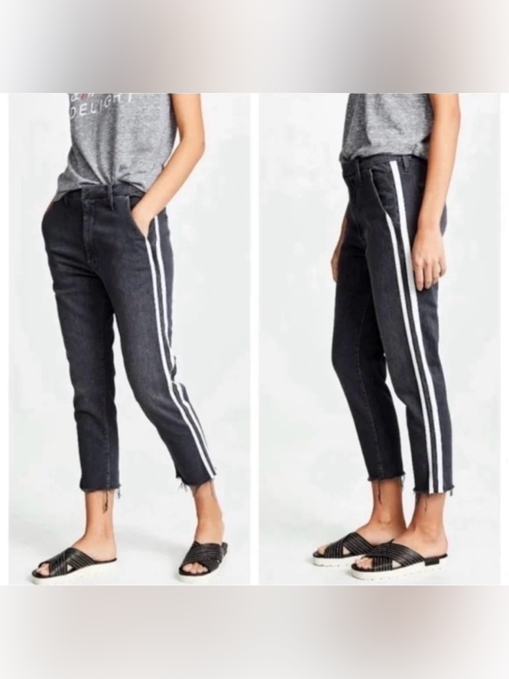 MOTHER The Shaker Prep Ankle Fray in Dear Mr. Black Racer, Size 24